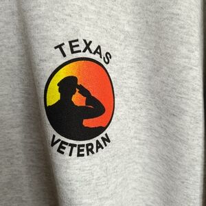 Texas Veteran XL Grey Crew neck Sweatshirt Military Casual Gym Classic USA Dad